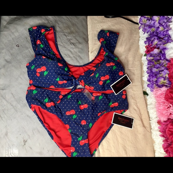Juicy Couture Other - NWT Juicy Couture Black Label Cherry and polka dot bikini swim size large